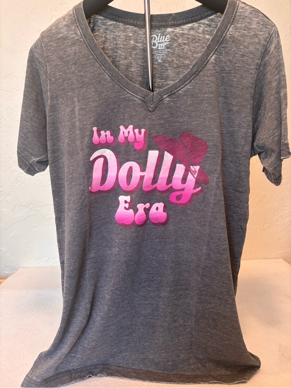 Blue 84 Gray Tee with Pink "In My Dolly Era" Graphic